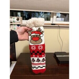 Sherpa Critter Socks Holiday Rudolf The Red Nose Reindeer NWT